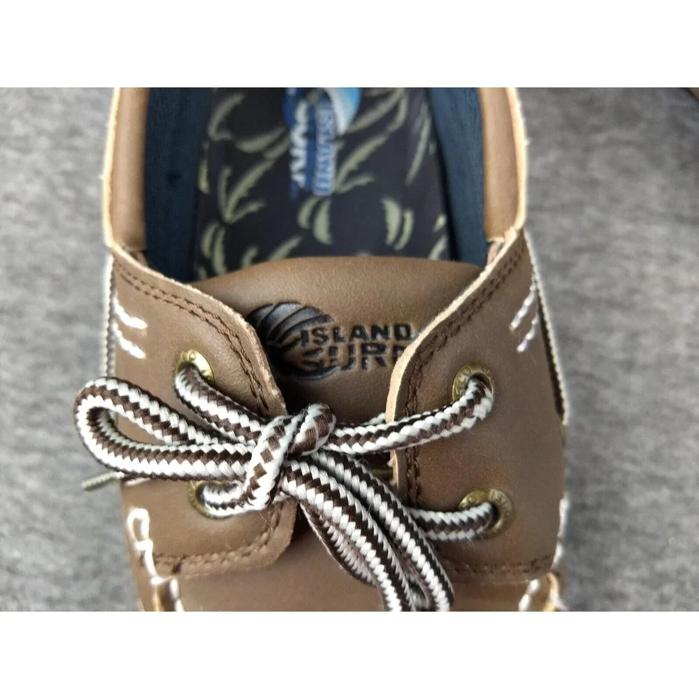 Island Surf Co Boat Deck Shoes Cod Dark Brown Men's 8M Lace Up Round Toe Cushion - Picture 11 of 16